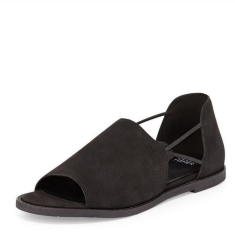 Eileen Fisher Spell Open Toe Dorsay Sandal Black Size 9